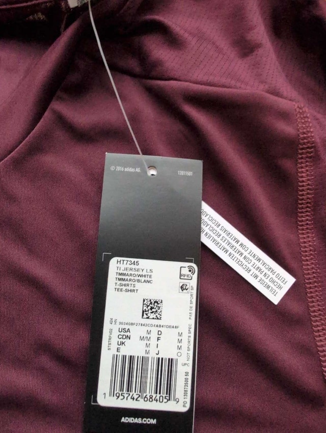 Adidas Long Sleeve Jersey maroon medium nwt - photo 2