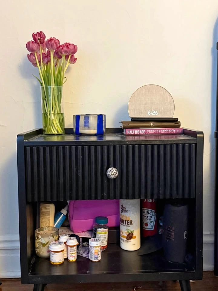 Black Wood Nightstand w/ Storage – Excellent Condition