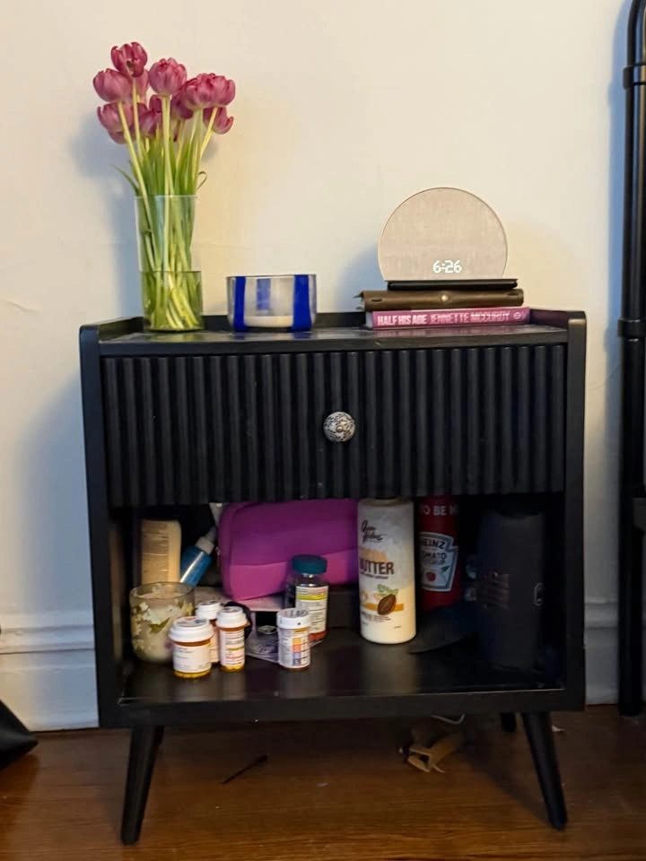Black Wood Nightstand w/ Storage – Excellent Condition - photo 2