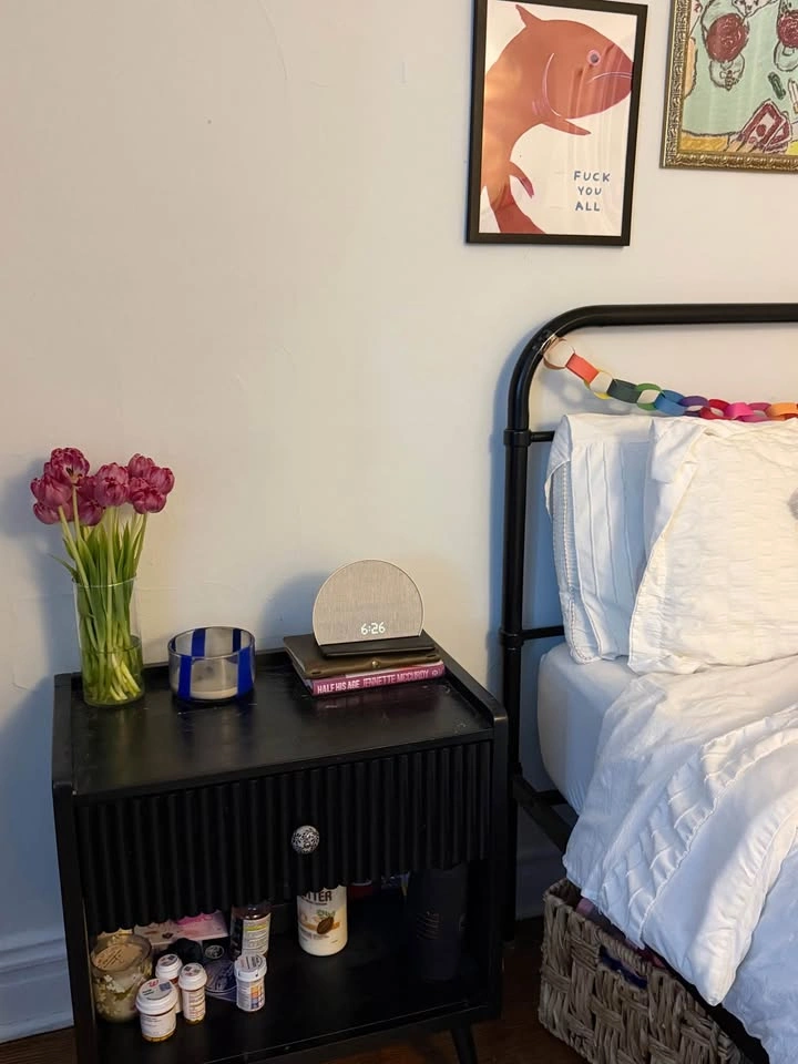 Black Wood Nightstand w/ Storage – Excellent Condition - photo 3