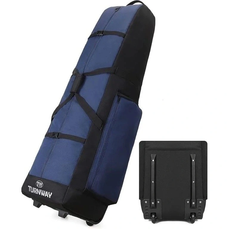TURNWAY FOLDABLE GOLF TRAVEL BAG, Blue with wheels, NEW - photo 5