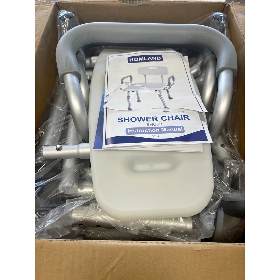 HOMLAND 400lb capacity Shower Chair with Arms/Backrest NEW