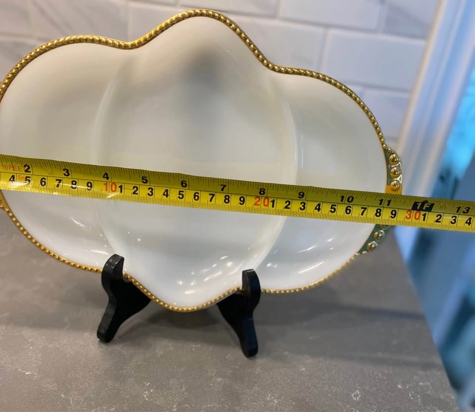 Vintage Anchor Hocking Fire King Milk Glass Divided Serving Plat - photo 4