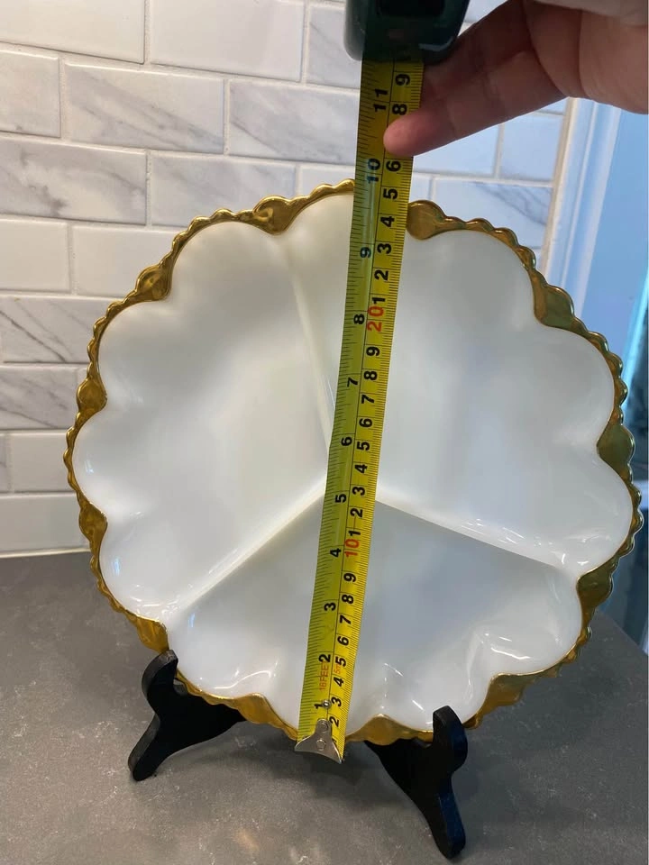 Vintage Anchor Hocking Fire King Milk Glass Divided Dish - photo 4