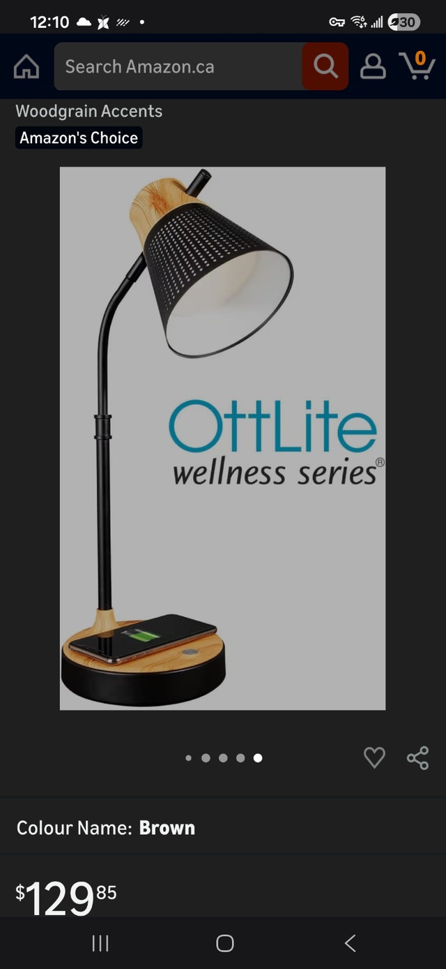 OTTLITE® Wellness Series Wireless Charging LED Lamp - Brown