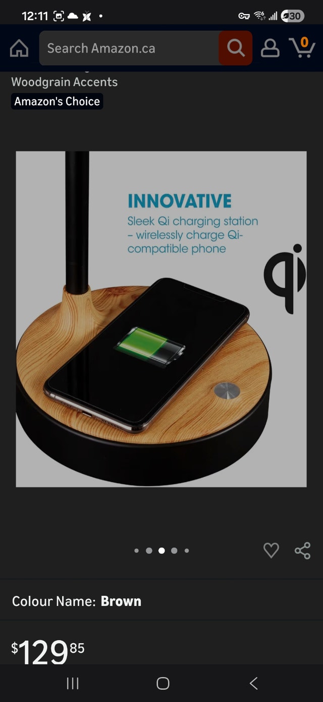 OTTLITE® Wellness Series Wireless Charging LED Lamp - Brown - photo 3