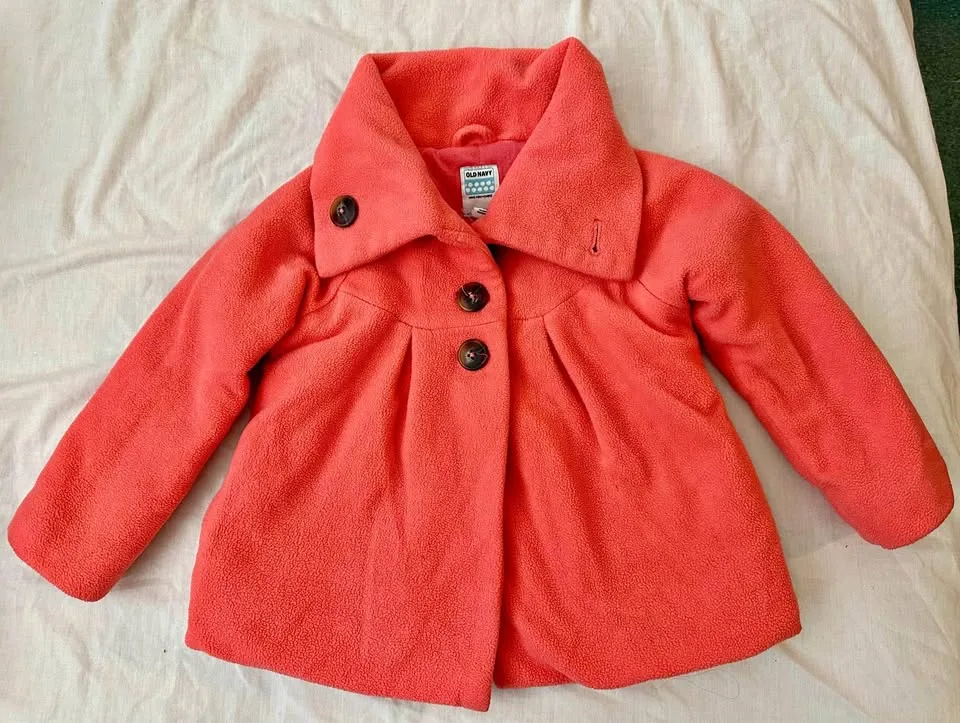 Beautiful and warm bright peach orange girls Old Navy coat thumbnail