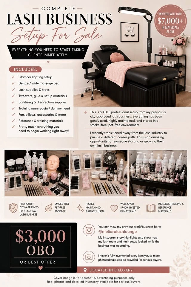 Complete Professional Lash Business Setup For Sale