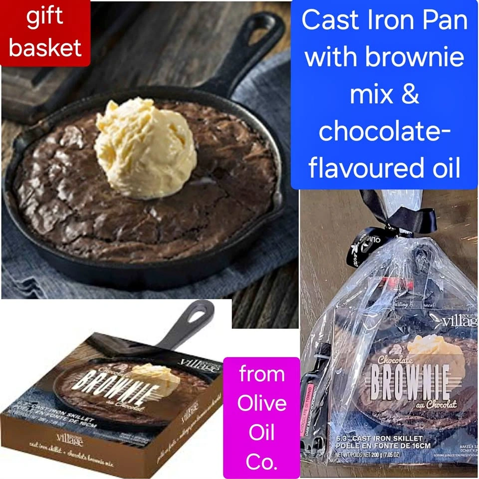 Cast Iron Pan & Brownie Mix Gift Basket from Olive Oil Co