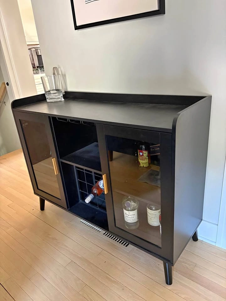 Black Bar Cabinet with light controls