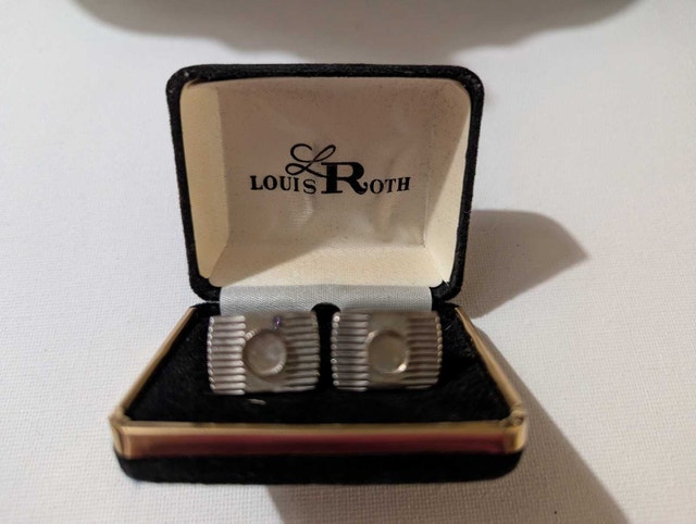 Vintage Silver Tone Louis Roth Cufflinks in Box