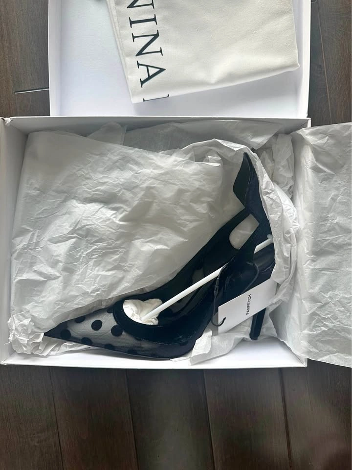 Nina Ricci Black Polka Dot Heels 105mm- Size 38
