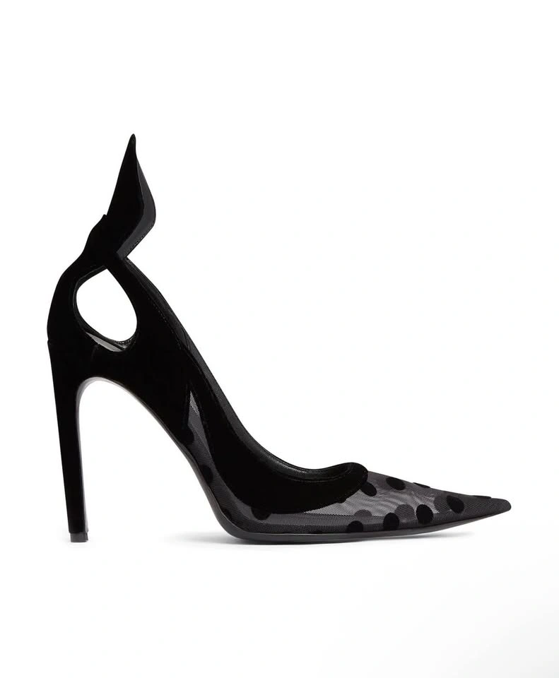 Nina Ricci Black Polka Dot Heels 105mm- Size 38 - photo 5