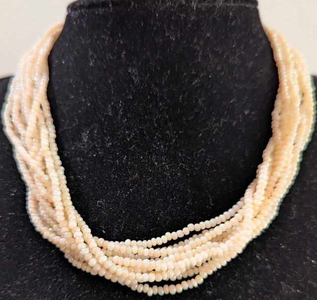Vintage Essex of Canada Multi Strand Cream Beaded Necklace
