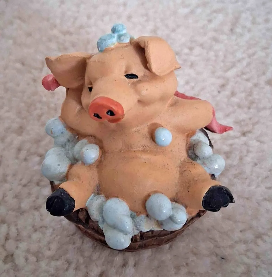 Pig in Bathtub Figurine
