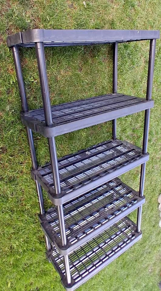 5-Tier Black Plastic Shelving Unit