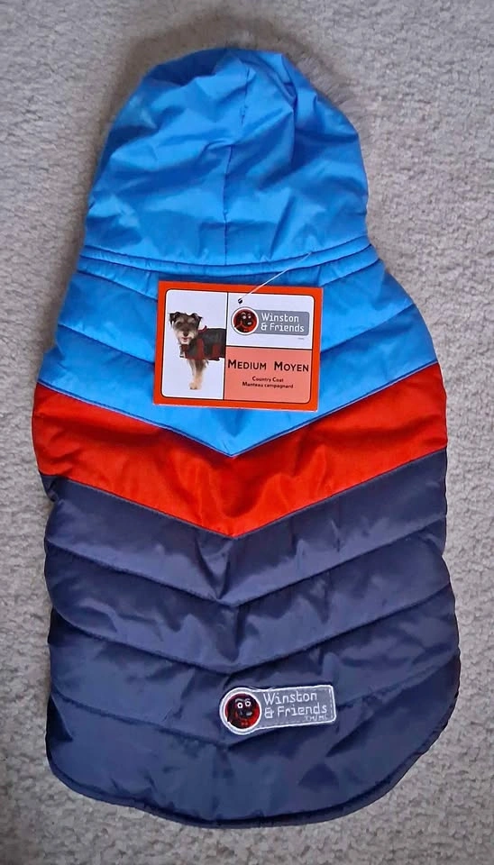 NEW Winston & Friends Medium Dog Country Coat with Faux Fur Hood