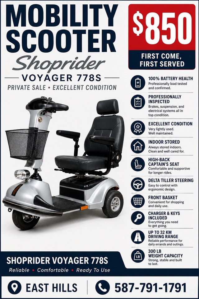 Mobility Scooter - Shoprider Voyager XL - 100% Battery Health