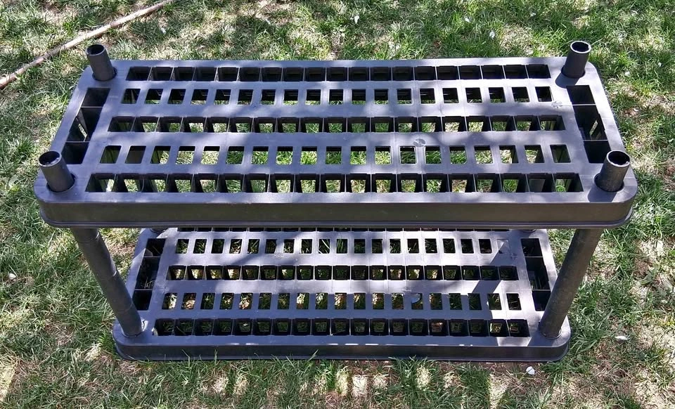 Black 2-Tier Plastic Shelving Unit