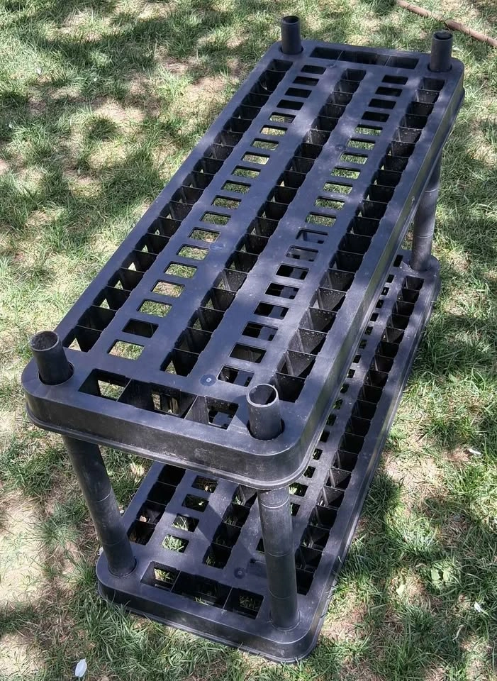 Black 2-Tier Plastic Shelving Unit - photo 2