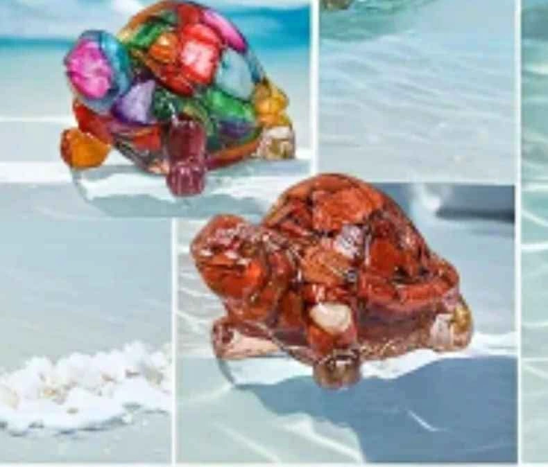 Multicolor Crystal Resin Turtle Decor Collectible Ornament