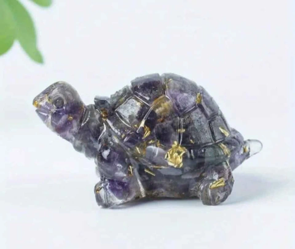 Multicolor Crystal Resin Turtle Decor Collectible Ornament - photo 5