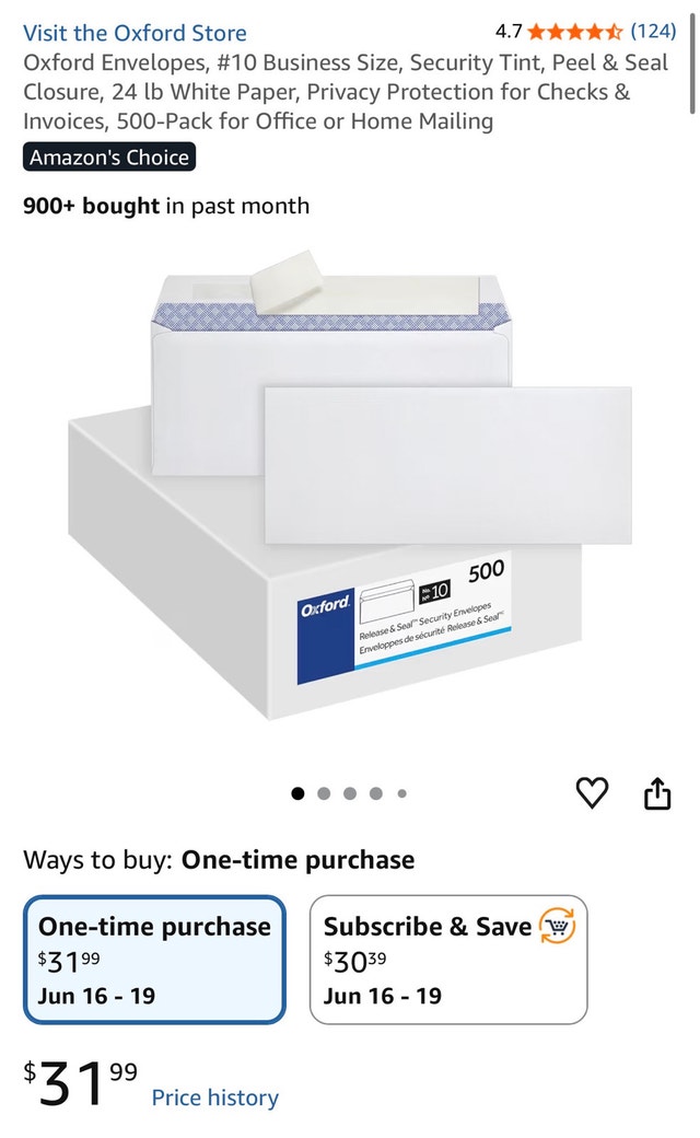 1,000 Oxford #10 Security Envelopes - New - $20 - photo 2