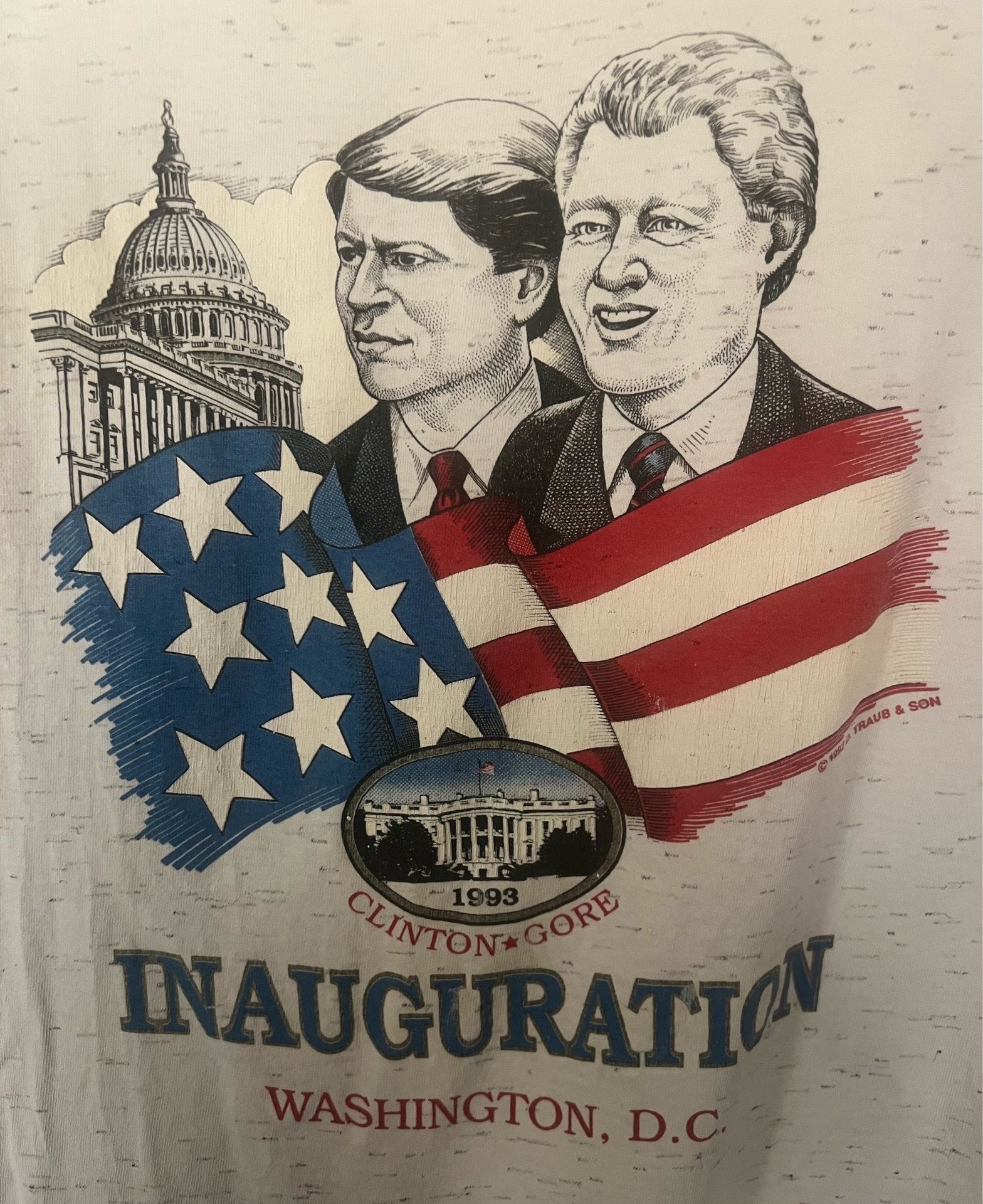 Vintage 90s Bill Clinton Al Gore USA Politics Inauguration Shirt - photo 2