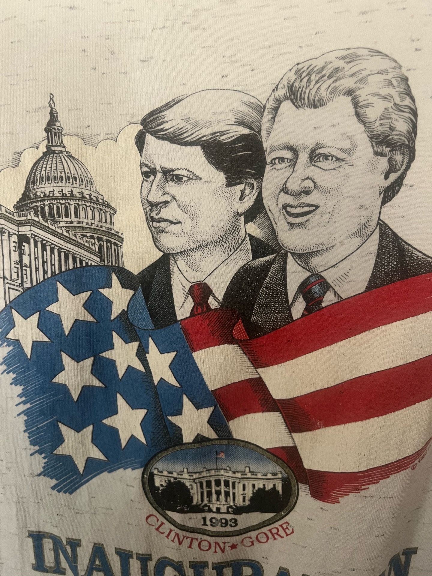 Vintage 90s Bill Clinton Al Gore USA Politics Inauguration Shirt - photo 4