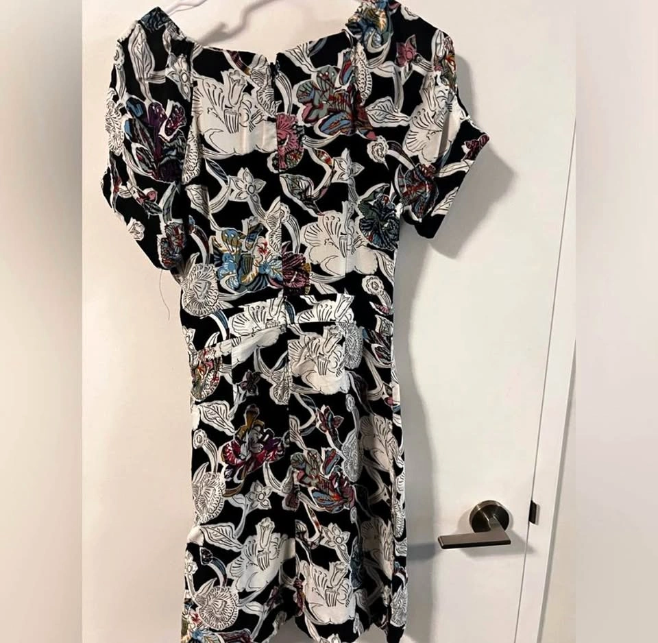 Topshop Black Floral Mini Dress US 4