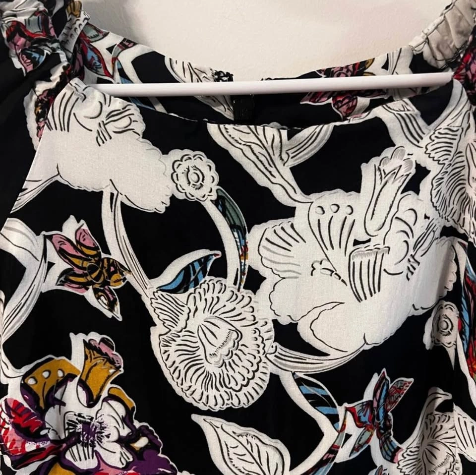 Topshop Black Floral Mini Dress US 4 - photo 3