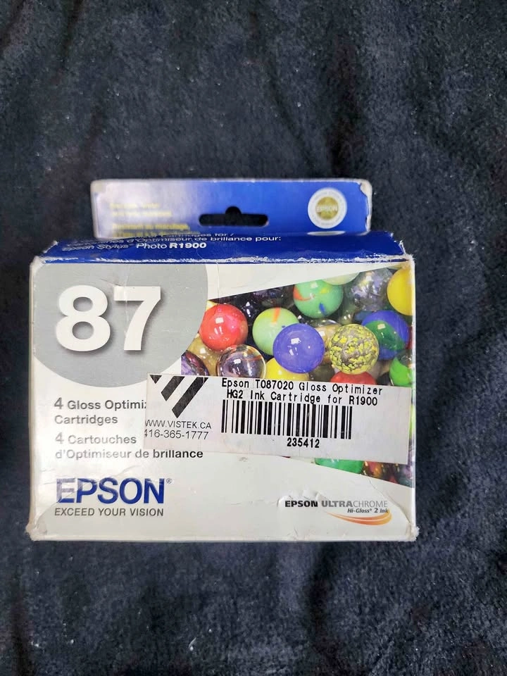 Epson T087020 87 Gloss Optimizer Ink Cartridges 4-pack for R1900