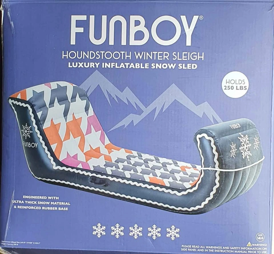 FUNBOY Houndstooth Winter Sleigh - Luxury Inflatable Snow Sled