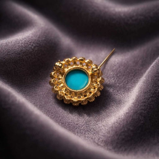 Vintage Sphinx Faux Pearl and Faux Turquoise Brooch - photo 2