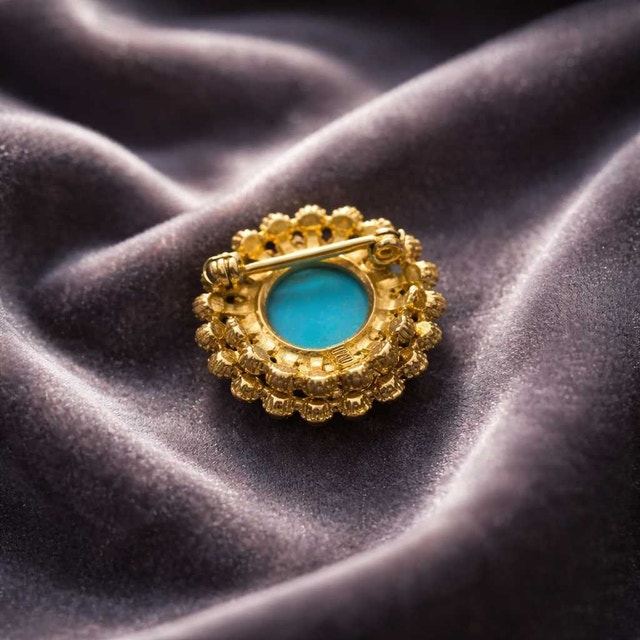 Vintage Sphinx Faux Pearl and Faux Turquoise Brooch - photo 3