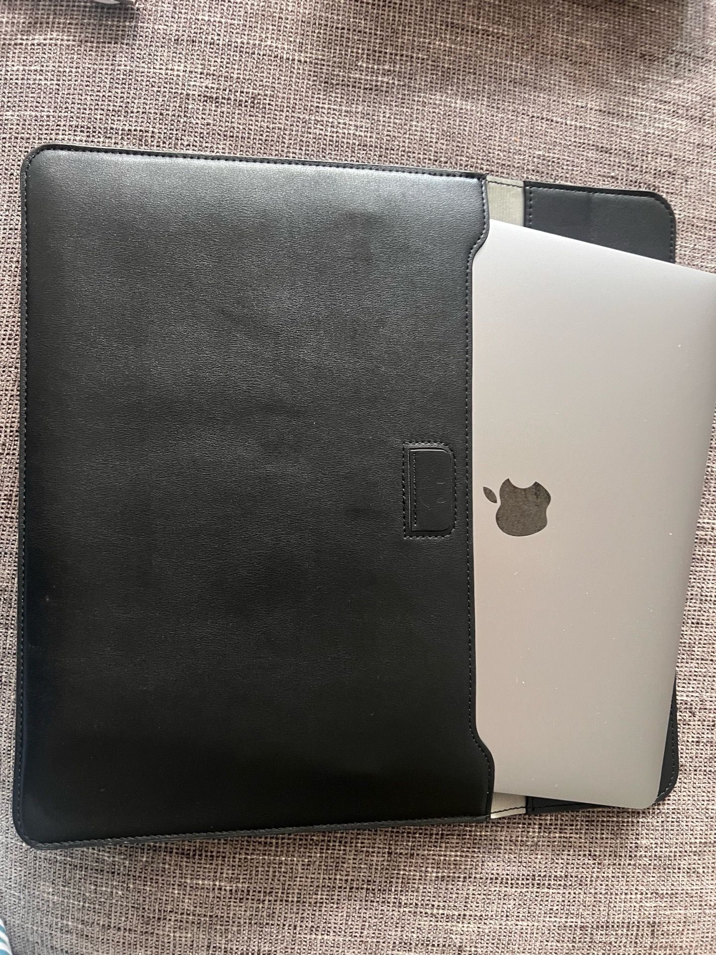 Black Vegan Leather 13 inch Laptop Carry Case