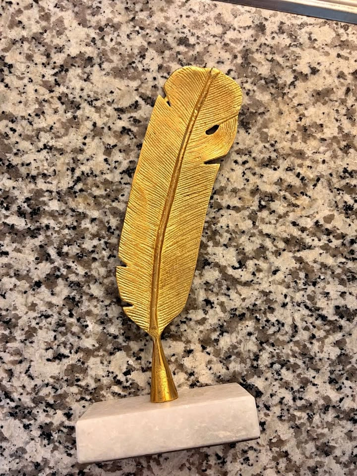 Home Decor Marble Gold Feather