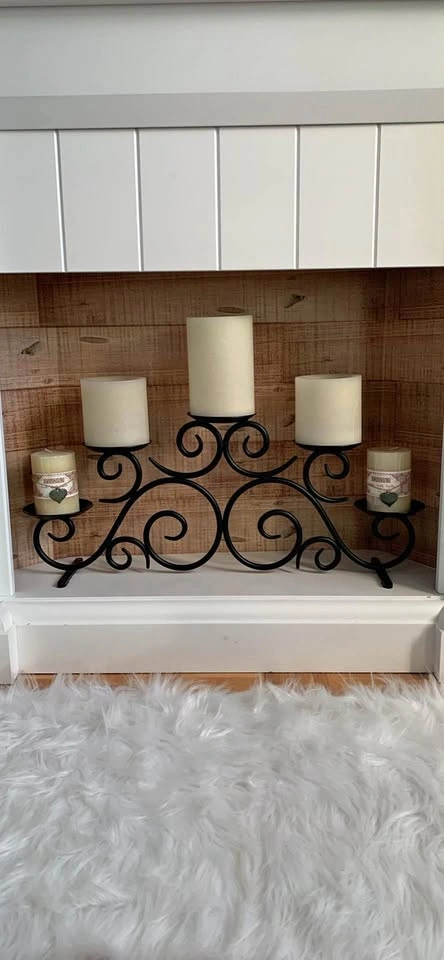 Iron Candle Holder - Faux Fireplace Insert