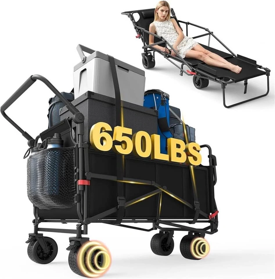 2-in-1 Foldable Wagon Cart / Beach Chair Bed – New - photo 5