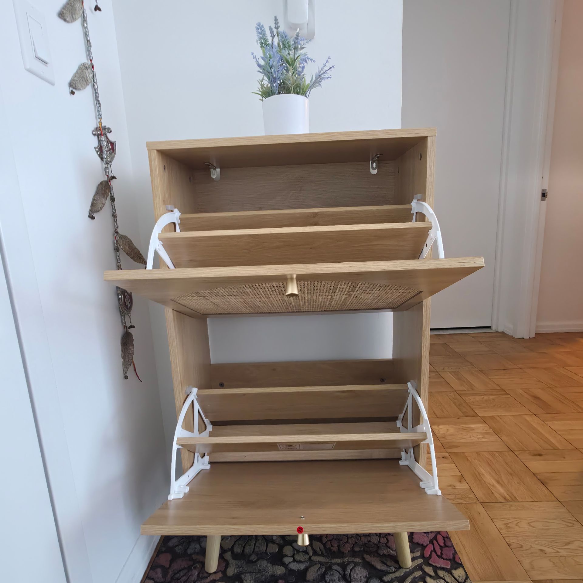 Modern Rattan Storage Cabinet / Shoe Cabinet - photo 2
