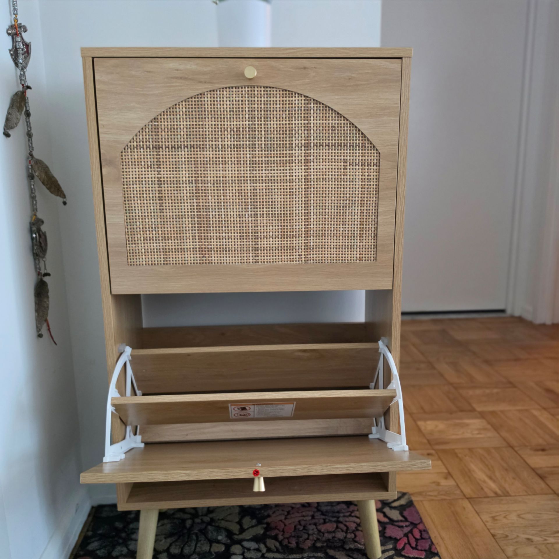 Modern Rattan Storage Cabinet / Shoe Cabinet - photo 3