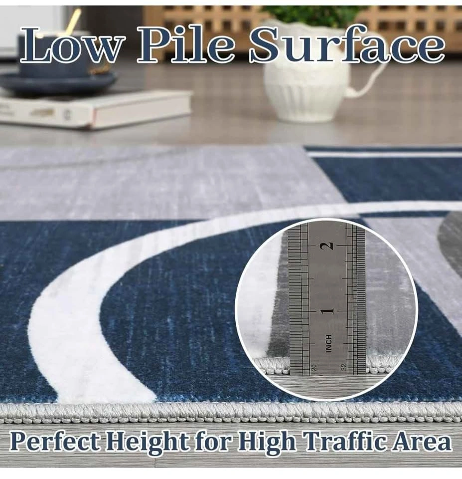 Modern Abstract Circles Area Rug 9ft x 12ft - Navy Blue - photo 5
