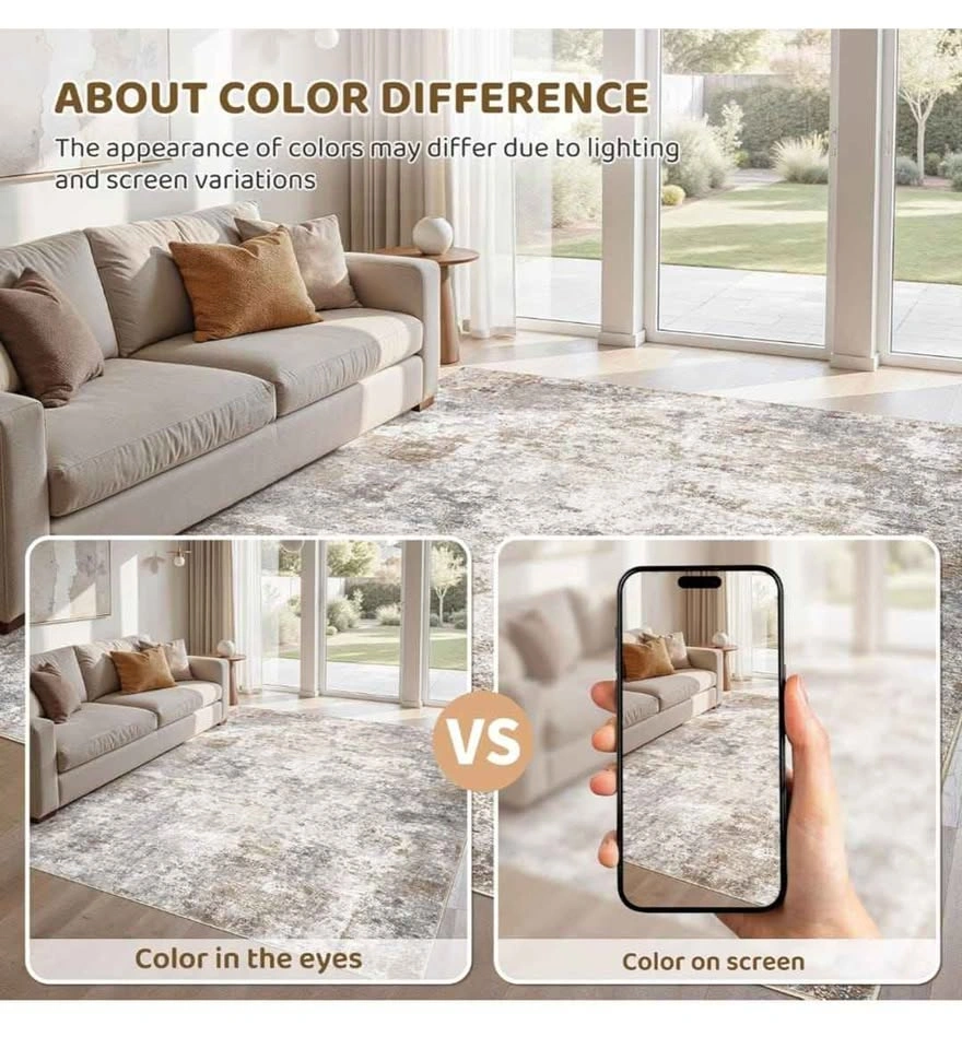 Brand new 9x12 Area Rug - Washable Neutral Modern Abstract - photo 4
