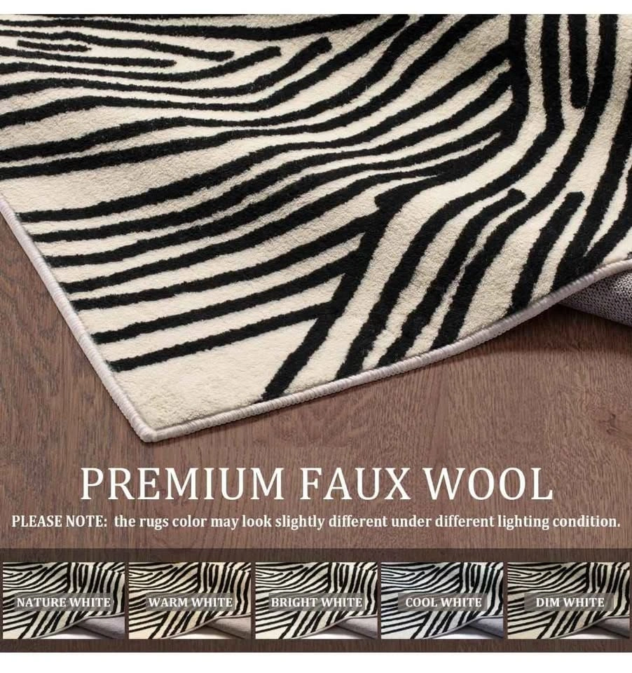 Brand new 8×10 Ft Washable Rug, Black and White Abstract - photo 2