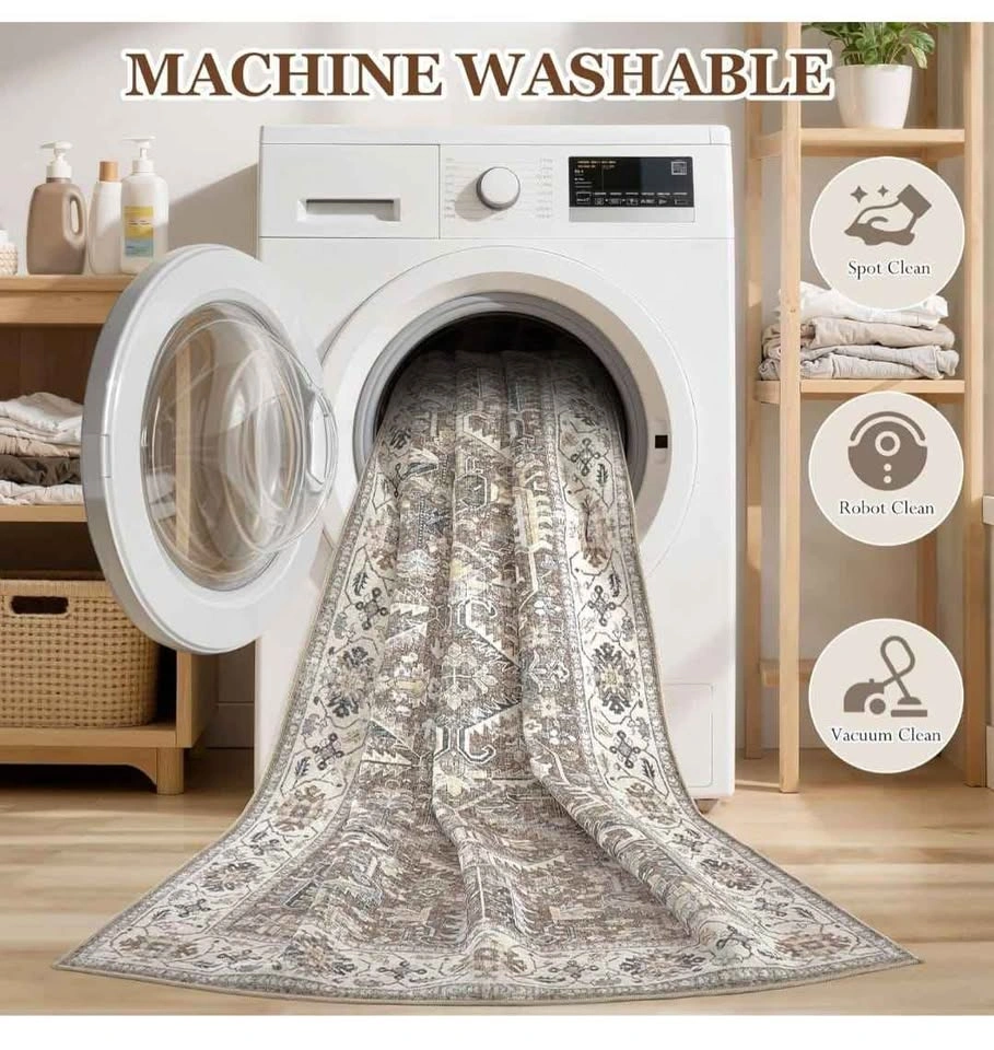 Brand New 8x10 Washable Area Rug - Dark Brown Vintage Traditiona - photo 2