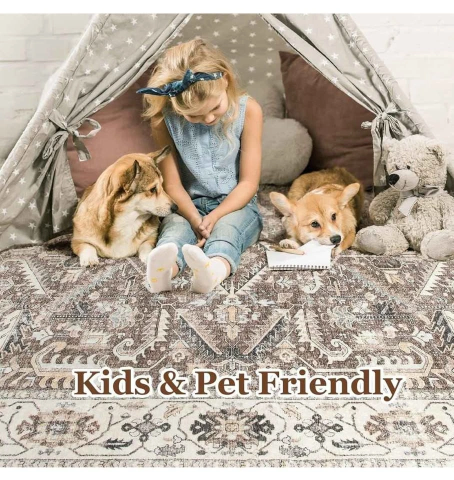 Brand New 8x10 Washable Area Rug - Dark Brown Vintage Traditiona - photo 3