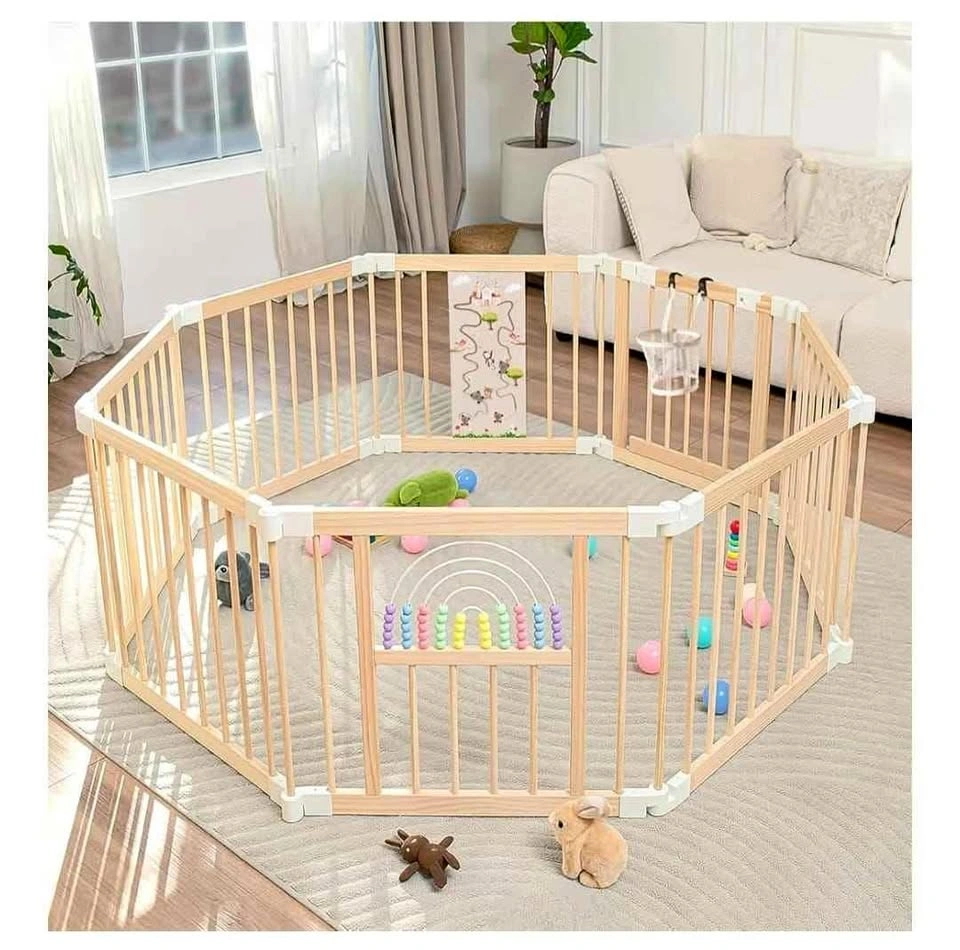 Foldable Wooden Baby Playpen Activity Center