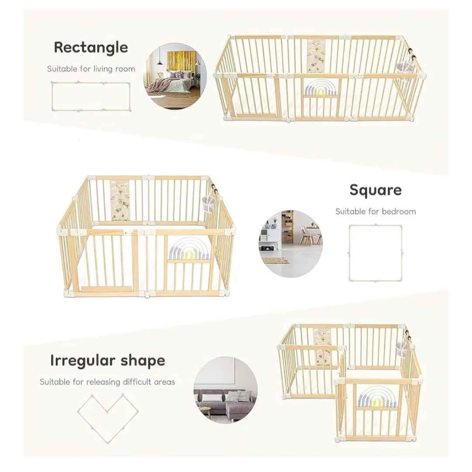 Foldable Wooden Baby Playpen Activity Center - photo 3