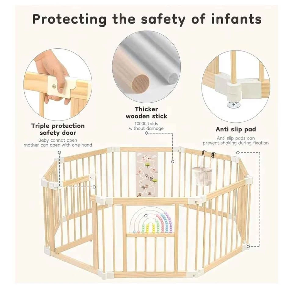 Foldable Wooden Baby Playpen Activity Center - photo 4