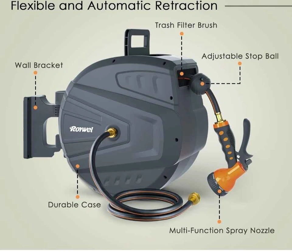 Retractable Garden Hose Reel 1/2 in x 130ft with 9-Function Spra - photo 3